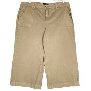 Torrid Women Cropped Pants Size 24 High Rise Straight Stretch Flap Pockets Brown